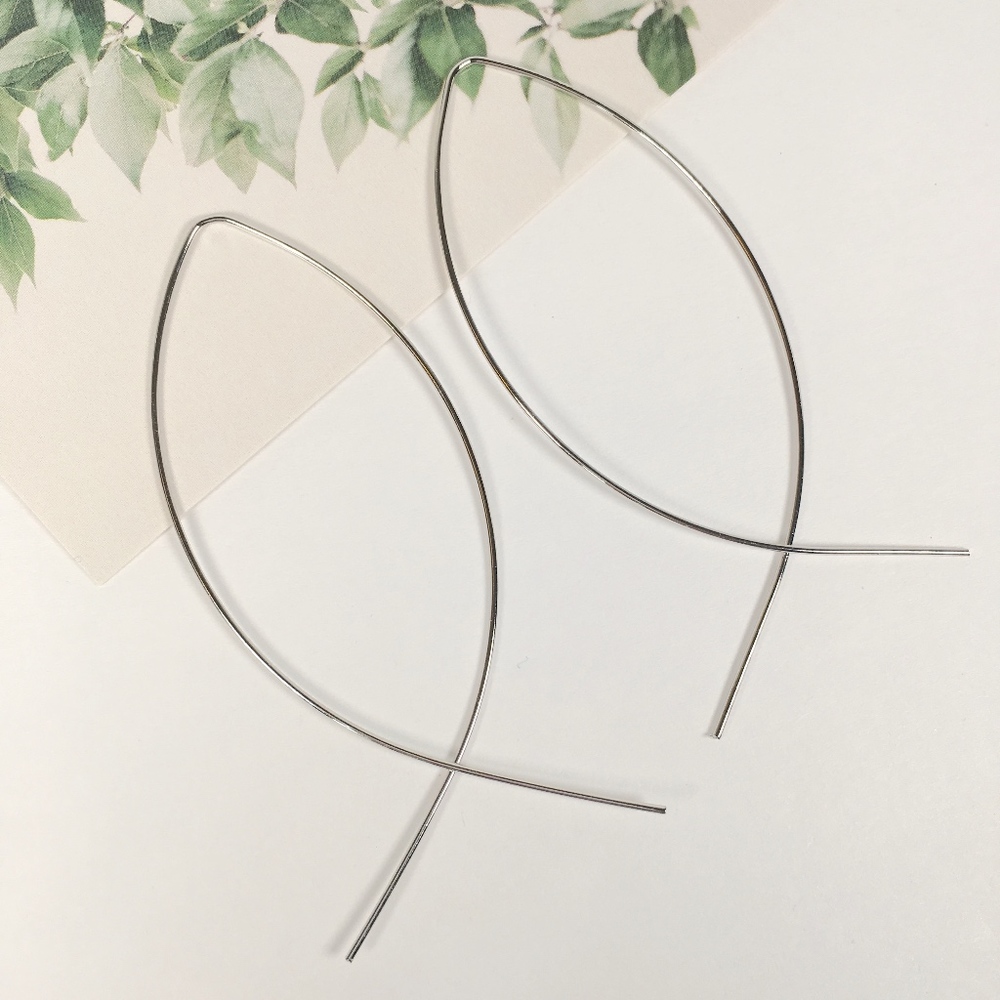 Geometric Wire Minimalist Chic Dangle Earrings - Picture 5 of 8